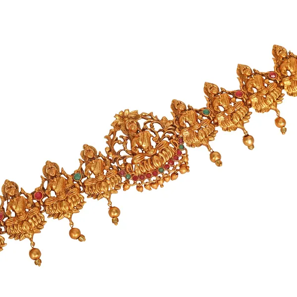 Multicolor_Traditional_Gold_Plated_Temple_Jewellery_With_Goddess_Lakshmi_Waist_Belt_Bridal_Kamarbandh_|_Kamarpatta_For_Women