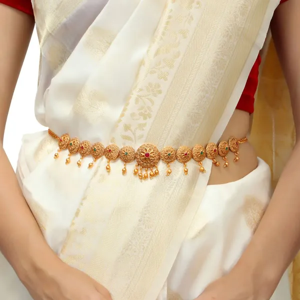 Multicolor_Traditional_Matte_Gold_Plated_Red_&_Green_Stones_Studded_Handcrafted_Waist_Belt_|_Bridal_Kamarbandh_|_Kamarpatta_For_Women_And_Girls_Pack_Of_1