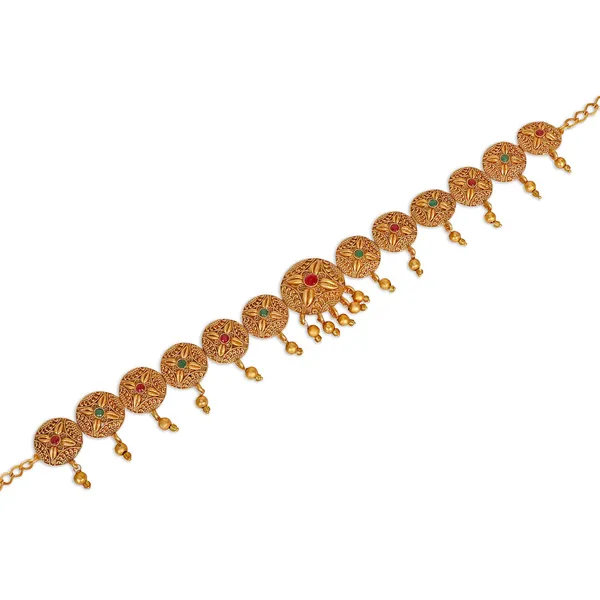 Multicolor_Gold_Plated_Stones_Studded_Waist_Belt_|Bridal_Kamarbandh_|Kamarpatta_Red_&_Green_|_Gifting_For_Karwachauth