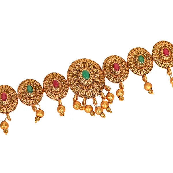 Multicolor_Gold_Plated_Red_&_Green_Stones_Studded_Waist_Belt_|Bridal_Kamarbandh_|Kamarpatta_For_Women_|_Gifting_For_Karwachauth