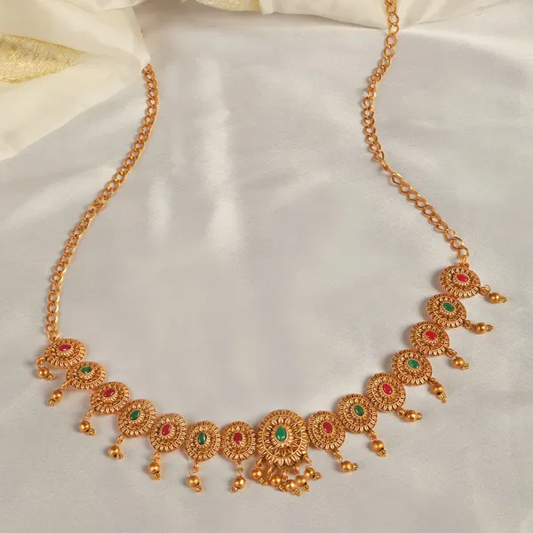 Multicolor_Gold_Plated_Red_&_Green_Stones_Studded_Waist_Belt_|Bridal_Kamarbandh_|Kamarpatta_For_Women_|_Gifting_For_Karwachauth