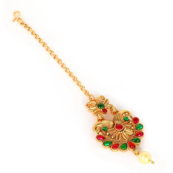 Multicolor_Stunning_Matte_Gold_Plated_Traditional_And_Ethnic_Semi_Precious_Stones_Embedded_Floral_Design_Maang_Tikka/Maang_Tika_For_Women_And_Girls_Pack_Of_1_|_Gifting_For_Karwachauth_|
