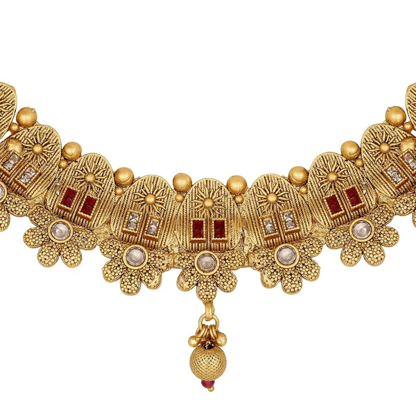 Gold_Antiquerajwadi_Matte_Gold_Plated_Semi_-_Precious_Stones_Studded_Statement_Necklace_With_Earrings_And_Maang_Tika_For_Women_And_Girls