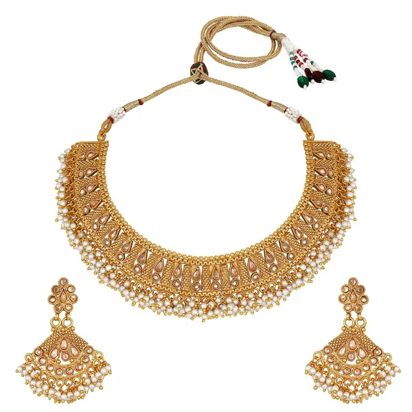 Gold_Antiquerajwadi_Matte_Gold_Plated_Semi_-_Precious_Stones_Studded_Statement_Necklace_With_Earrings_And_Maang_Tika_For_Women_And_Girls