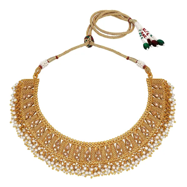 Gold_Antiquerajwadi_Matte_Gold_Plated_Semi_-_Precious_Stones_Studded_Statement_Necklace_With_Earrings_And_Maang_Tika_For_Women_And_Girls