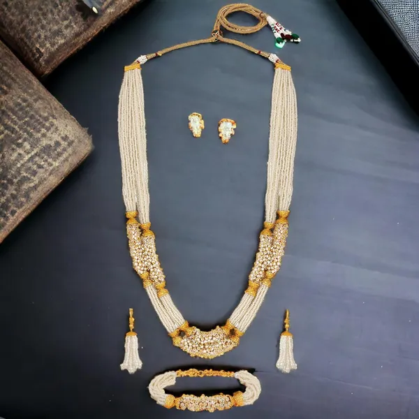 Gold_Plated_Stylish_Wedding_Style_Handcrafted_Long_Multi_Strand_Pearl_Jaipuri_Mala_Necklace_With_Earrings_Set_For_Women_And_Girls_Set_Of_1