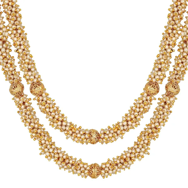Gold_Plated_Stylish_Wedding_Style_Handcrafted_Long_Multi_Strand_Pearl_Jaipuri_Mala_Necklace_With_Earrings_Set_For_Women_And_Girls_Set_Of_1