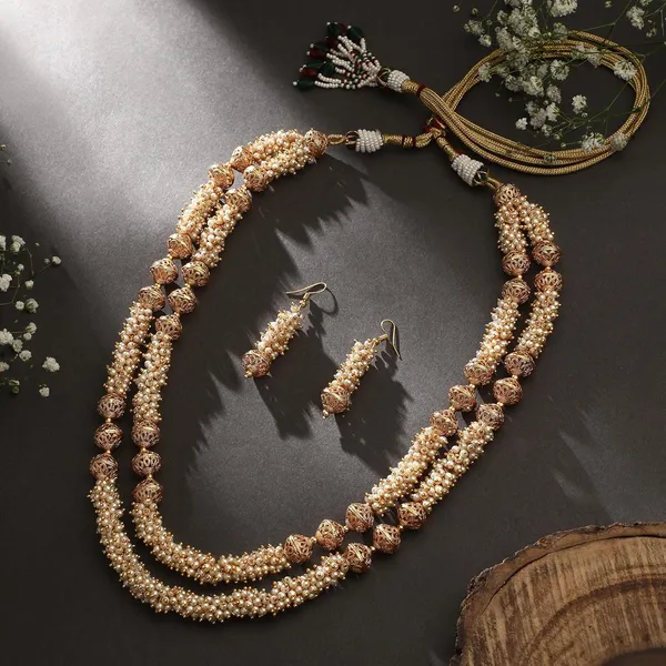 Gold_Plated_Stylish_Wedding_Style_Handcrafted_Long_Multi_Strand_Pearl_Jaipuri_Mala_Necklace_With_Earrings_Set_For_Women_And_Girls_Set_Of_1