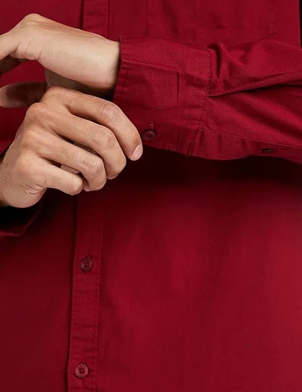 Men's_Solid_Maroon_Cotton_Shirt_Chinese_Collar