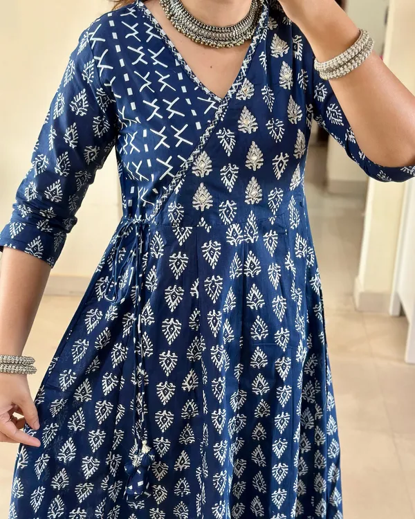 Blue_Cotton_Printed_Kurta_Set_For_Women