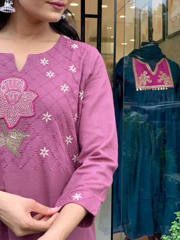 Mauve_Pink_Cotton_Printed_Kurta_Set_For_Women