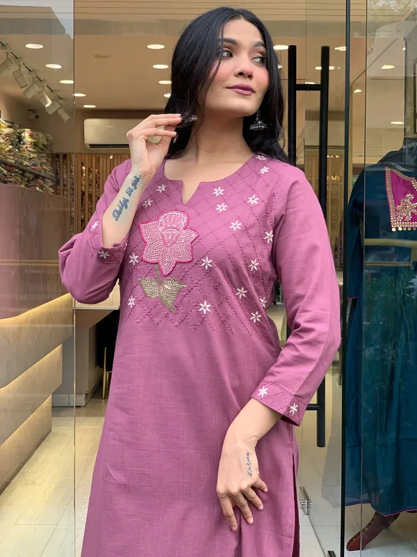 Mauve_Pink_Cotton_Printed_Kurta_Set_For_Women