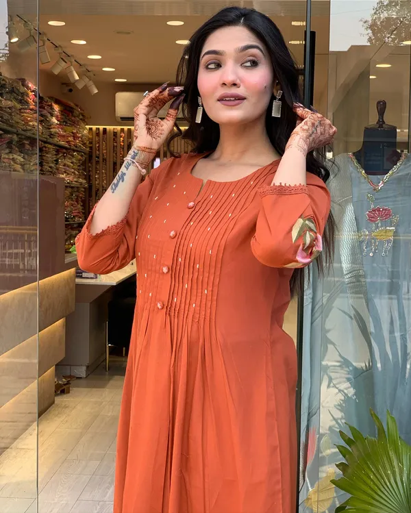 Orange_Cotton_Kurta_Set_For_Women