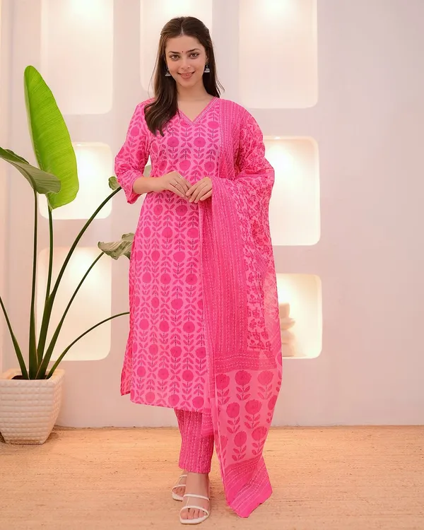 Pink_Cotton_Printed_Kurta_Set_For_Women