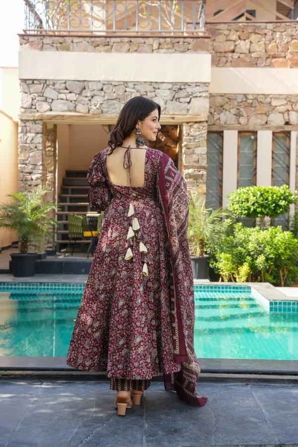 Maroon_Cotton_Printed_Kurta_Set_For_Women