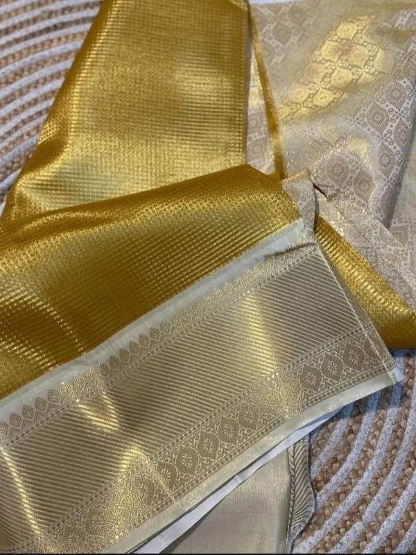 Banarasi_Gold_Kanjivaram_Inspired_Tissue_Silk_Wedding_Collection_Saree_With_Unstitched_Blouse_Piece