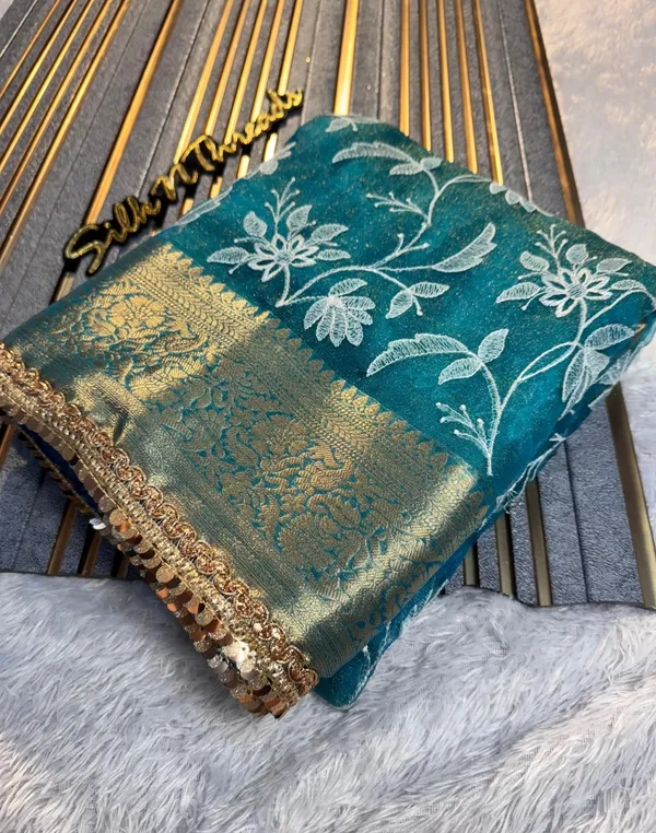 Organza_Shimmer_Silk_Chikankari_Embroidery_Saree_With_Designer_Lace