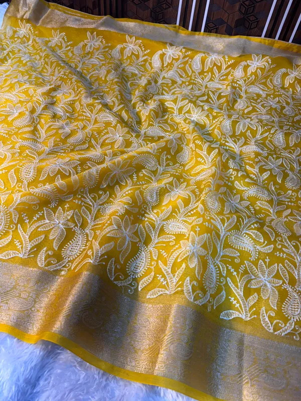 Never_Seen_Before_Organza_Shimmer_Silk_Chikankari_Saree