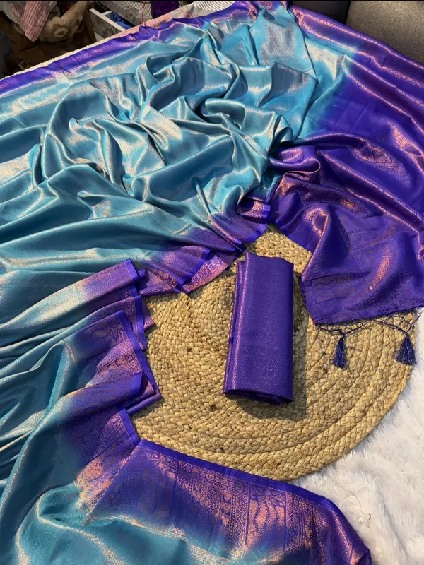 Kubera_Pattu_Blue_Softy_Silk_Saree_With_Ethnic_Motif_Copper_Zari_With_Unstitched_Blouse_Piece