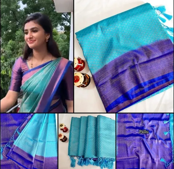Kubera_Pattu_Blue_Softy_Silk_Saree_With_Ethnic_Motif_Copper_Zari_With_Unstitched_Blouse_Piece