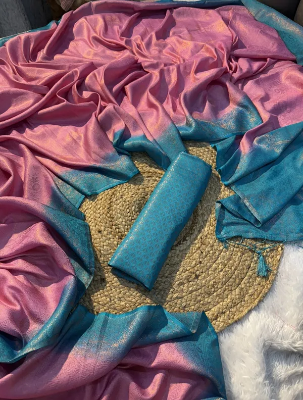 Kubera_Pattu_Pink_and_Sky_Blue_Softy_Silk_Saree_With_Ethnic_Motif_Copper_Zari_With_Unstitched_Blouse_Piece