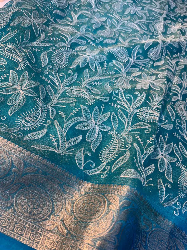 Never_Seen_Before_Organza_Shimmer_Silk_Chikankari_Saree