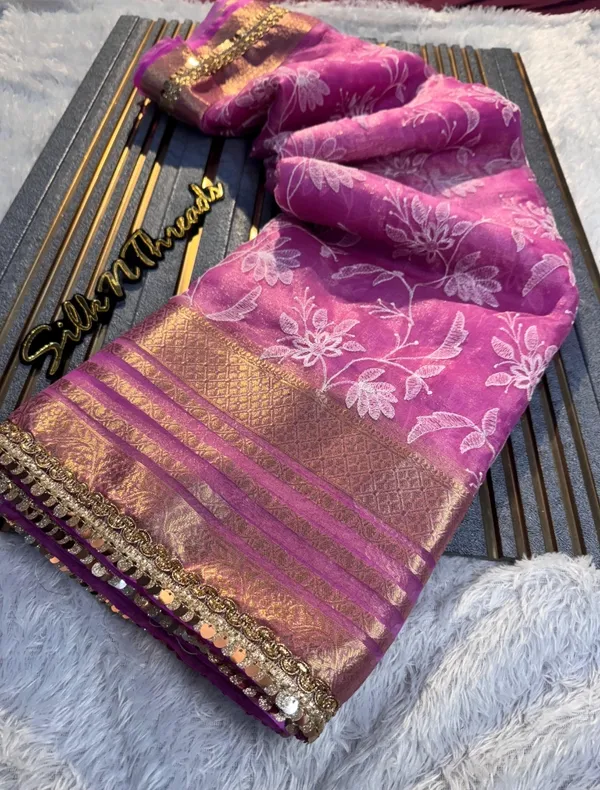 Organza_Shimmer_Silk_Chikankari_Embroidery_Saree_With_Designer_Lace