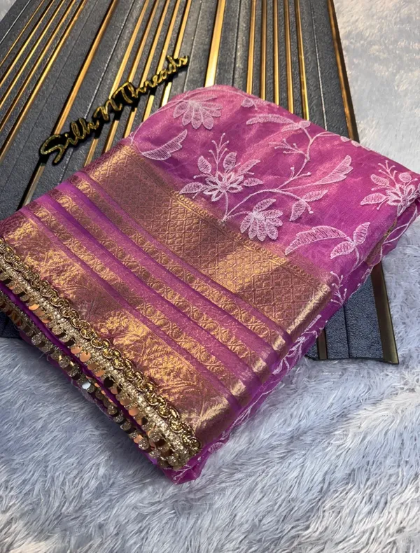 Organza_Shimmer_Silk_Chikankari_Embroidery_Saree_With_Designer_Lace