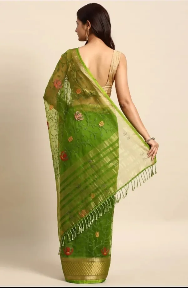 Organza_Silk_Resham_Embroidery_Saree_With_Tassels_With_Unstitched_Blouse_Piece