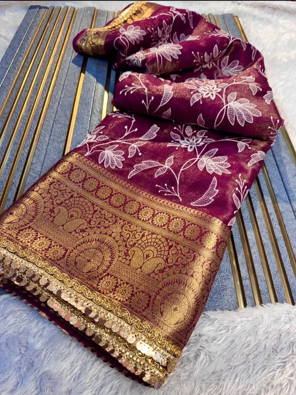 Organza_Shimmer_Silk_Chikankari_Embroidery_Saree_With_Designer_Lace