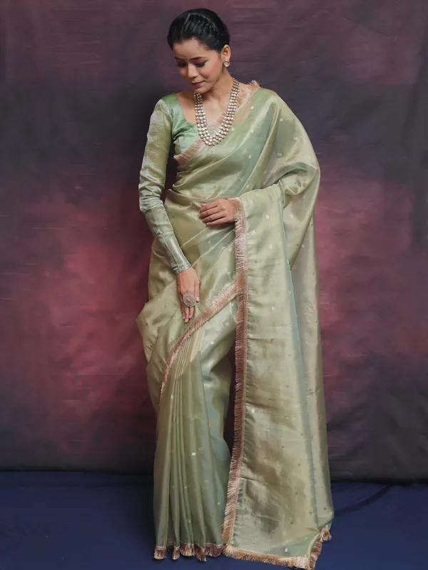 Banarasi_Tissue_Silk_Saree_With_Zari_Booti_Work_And_Lace