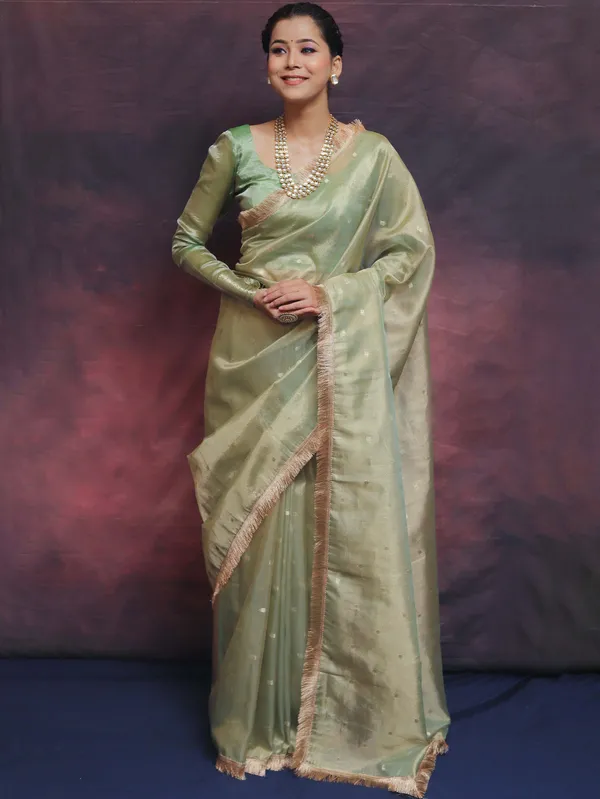 Banarasi_Tissue_Silk_Saree_With_Zari_Booti_Work_And_Lace
