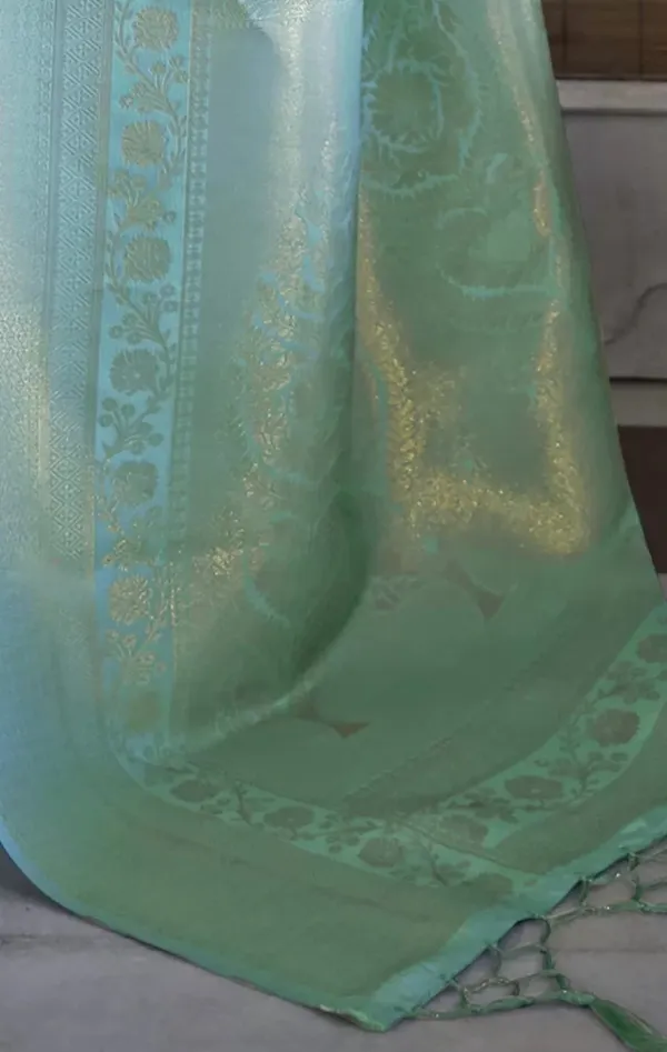 Kubera_Pattu_Sea_Green_Softy_Silk_Saree_With_Ethnic_Motif_Copper_Zari_With_Unstitched_Blouse_Piece