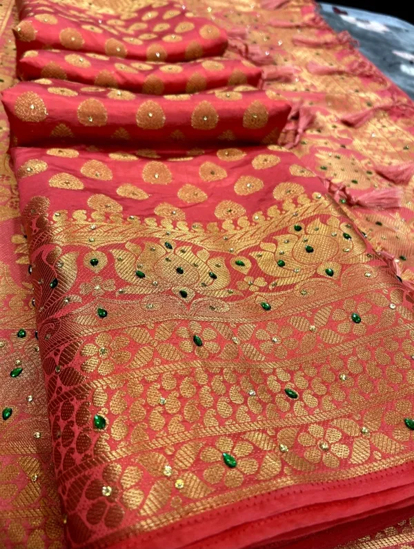 Banarasi_Silk_Multicolour_Stone_Saree_with_Tassels_With_Unstitched_Blouse_Piece