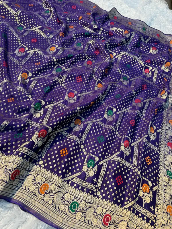Purple_Pure_Viscose_Chinon_Silk_Bandhani_Saree_With_Unstitched_Blouse_Piece