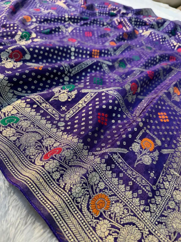 Purple_Pure_Viscose_Chinon_Silk_Bandhani_Saree_With_Unstitched_Blouse_Piece