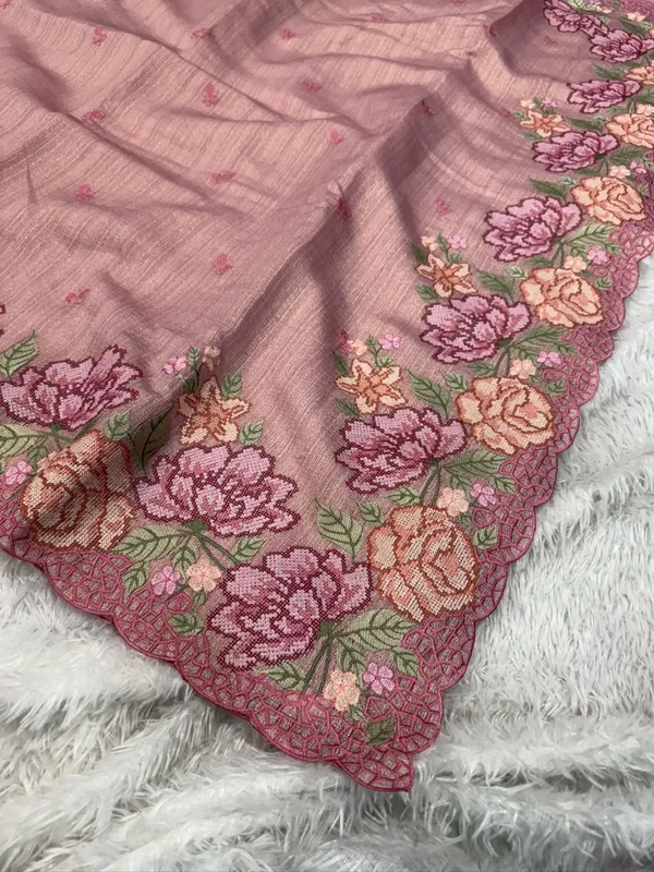 Banarasi_Tissue_Silk_Saree_With_Resham_Embroidery_Work_And_Scalloped_Border_With_Unstitched_Blouse_Piece