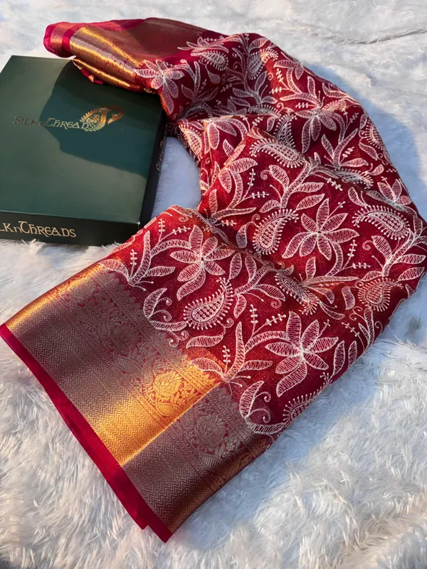 Never_Seen_Before_Organza_Shimmer_Silk_Chikankari_Saree