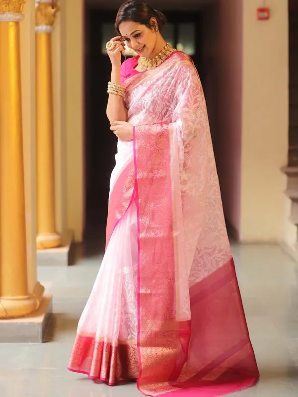 Organza_Silk_Chikankari_Resham_Embroidery_Work_Saree