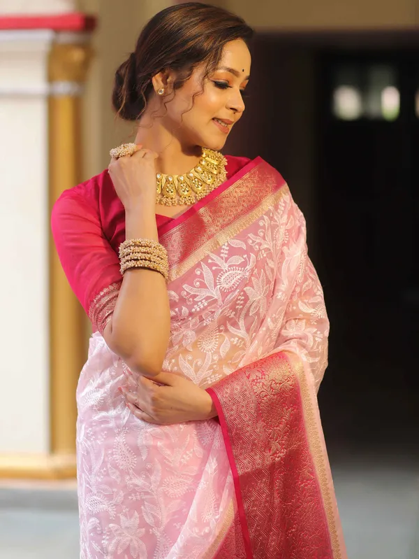 Organza_Silk_Chikankari_Resham_Embroidery_Work_Saree