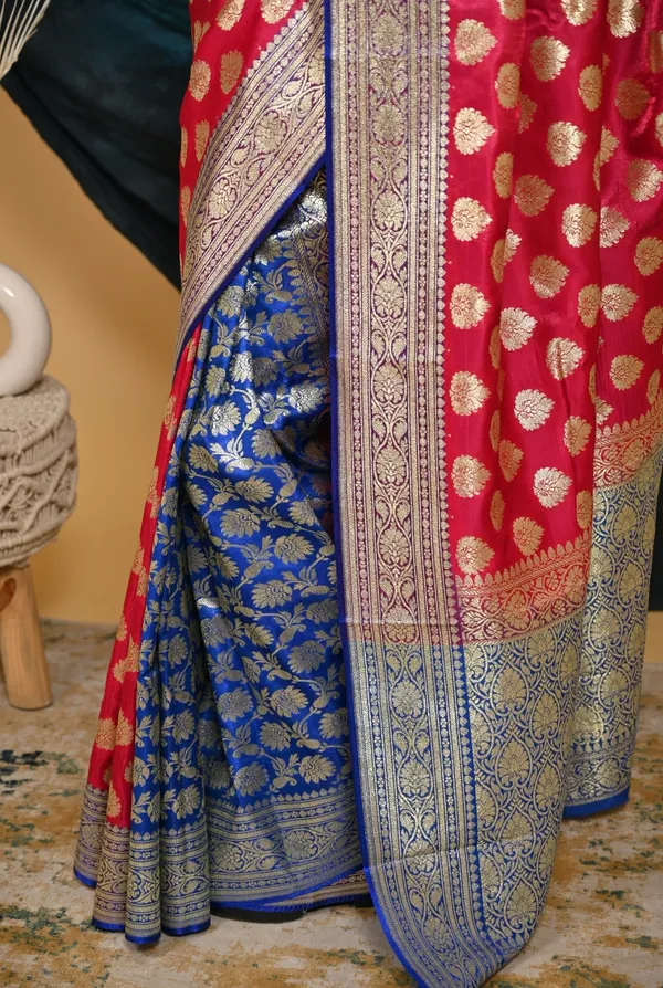 Banarasi_Rani_Semi_Katan_Silk_Patli_Design_Saree_With_Unstitched_Blouse_Piece