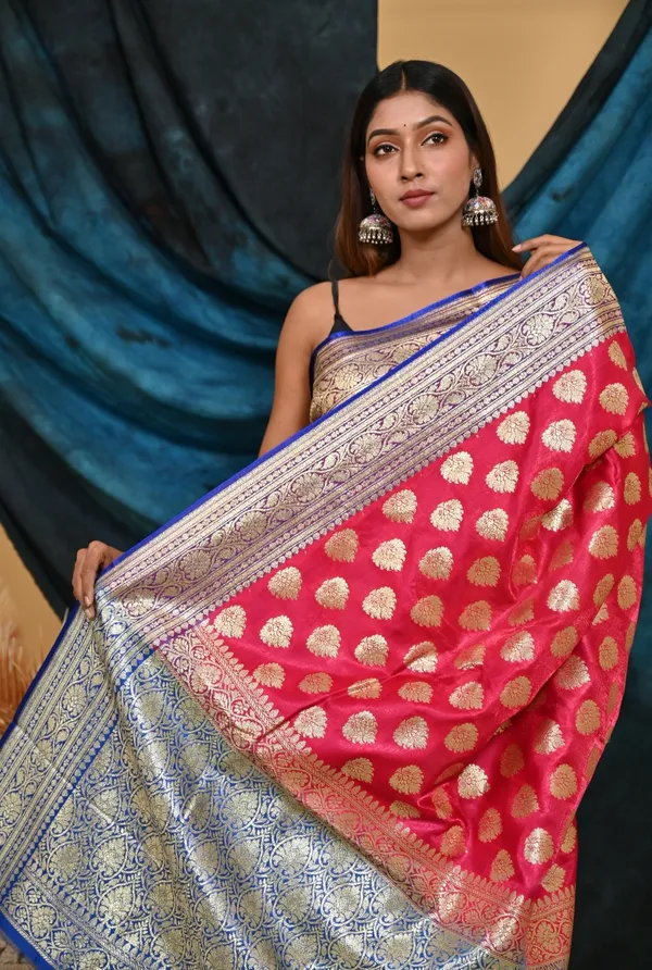 Banarasi_Rani_Semi_Katan_Silk_Patli_Design_Saree_With_Unstitched_Blouse_Piece