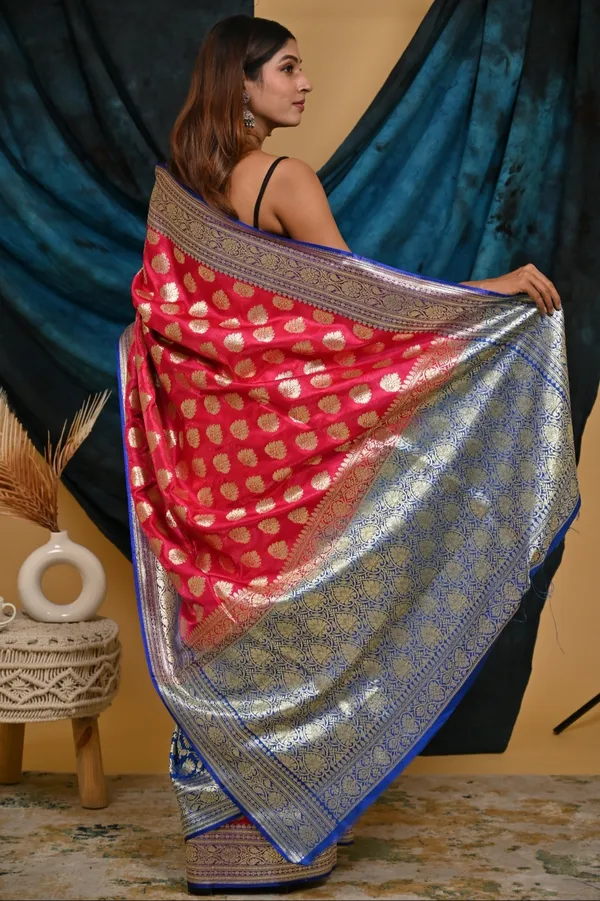 Banarasi_Rani_Semi_Katan_Silk_Patli_Design_Saree_With_Unstitched_Blouse_Piece