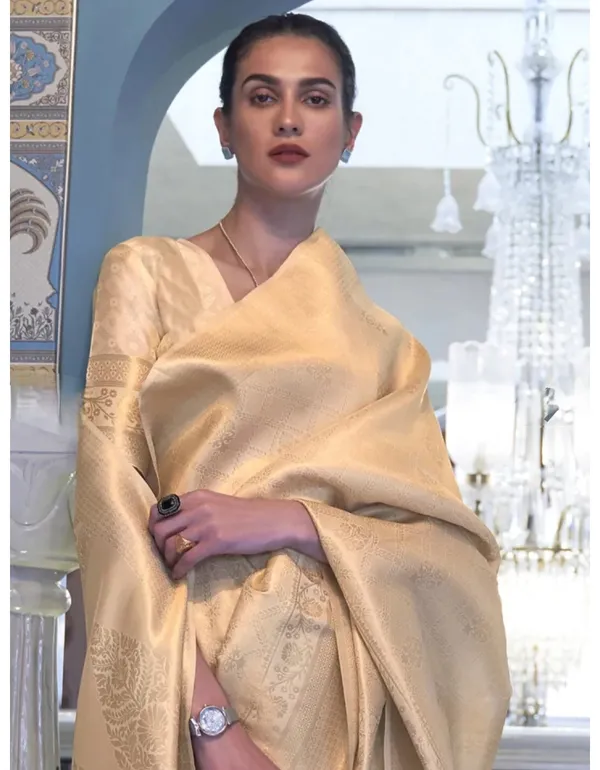 Kubera_Pattu_Cream_Softy_Silk_Saree_With_Ethnic_Motif_Copper_Zari_With_Unstitched_Blouse_Piece