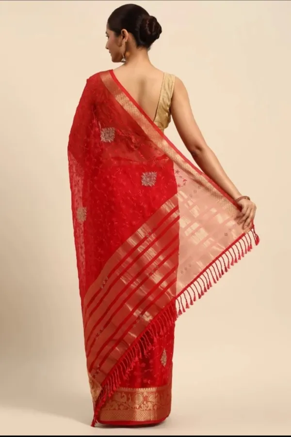 Organza_Silk_Resham_Embroidery_Saree_With_Tassels_With_Unstitched_Blouse_Piece