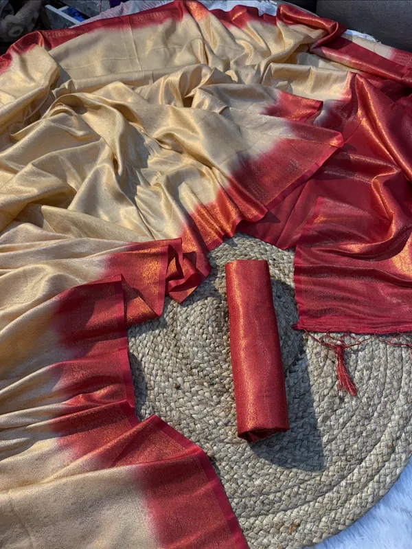 Kubera_Pattu_Off-White_and_Red_Softy_Silk_Saree_With_Ethnic_Motif_Copper_Zari_With_Unstitched_Blouse_Piece