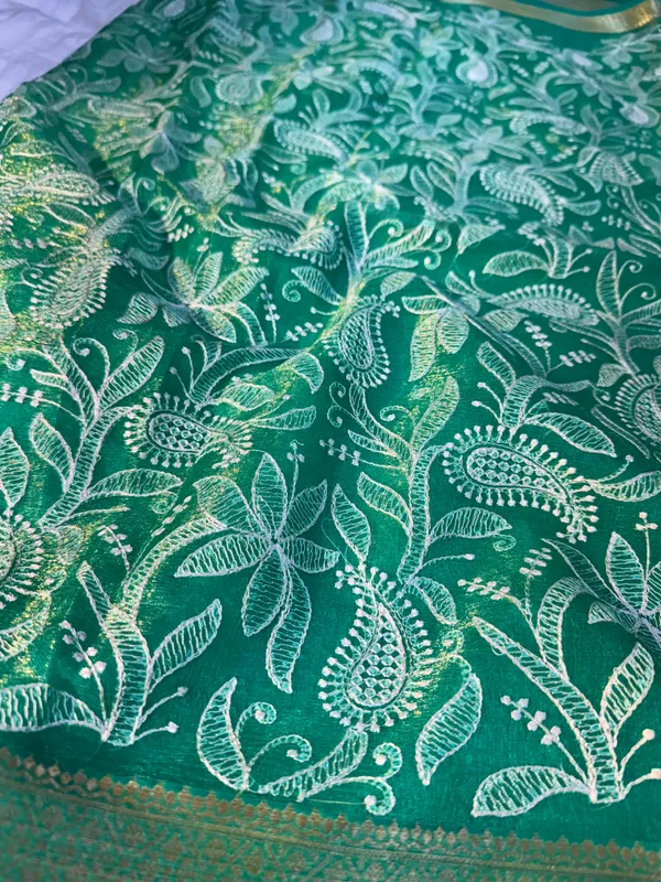 Never_Seen_Before_Organza_Shimmer_Silk_Chikankari_Saree
