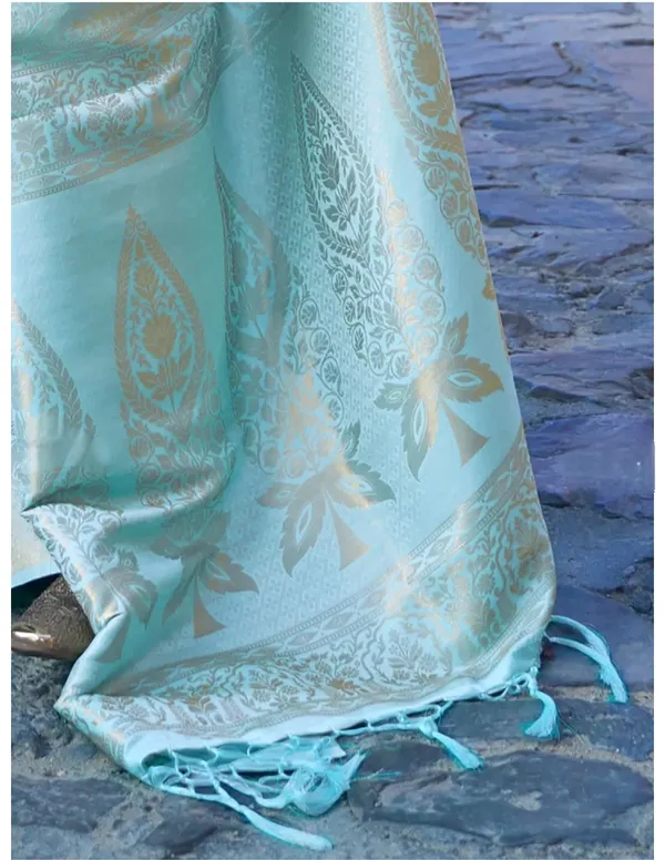 Kubera_Pattu_Sky_Blue_Softy_Silk_Saree_With_Ethnic_Motif_Copper_Zari_With_Unstitched_Blouse_Piece