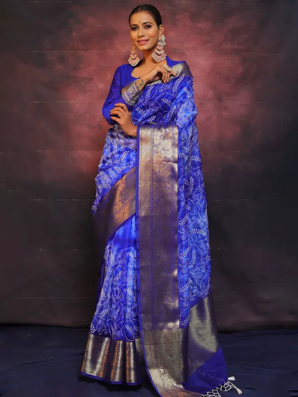 Organza_Chikankari_Embroidery_Work_Saree_With_Tassels