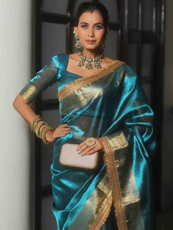 Banarasi_Tissue_Silk_Saree_with_Dual_Tone_Pattern_and_Designer_Lace